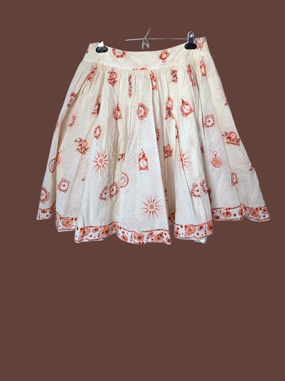 Cream Sun & Lantern Print Full Skirt